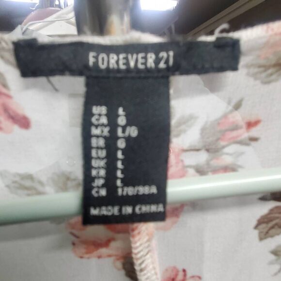 Forever 21 Women's Floral Semi Sheer Kimono style Open Front Blouse Shirt Size - Picture 3 of 3